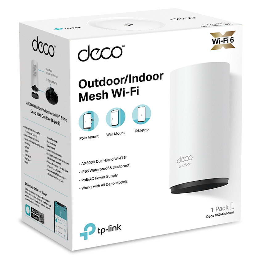 TP-Link Networking TP-Link Deco X50-Outdoor AX3000 Outdoor/Indoor Mesh Wi-Fi 6 Unit