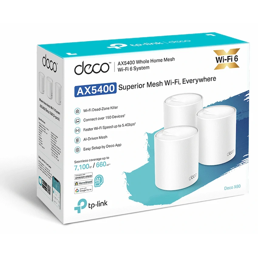TP-Link Networking TP-Link Deco X60 (3-Pack) AX5400 Whole-Home Mesh Wi-Fi 6 System (Tri-Band)