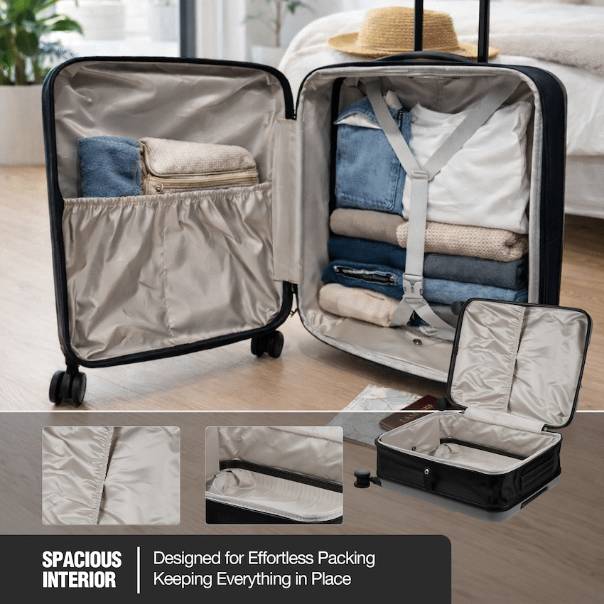 Travelwize Expandable PP 55cm Carry On Luggage - Dark Grey