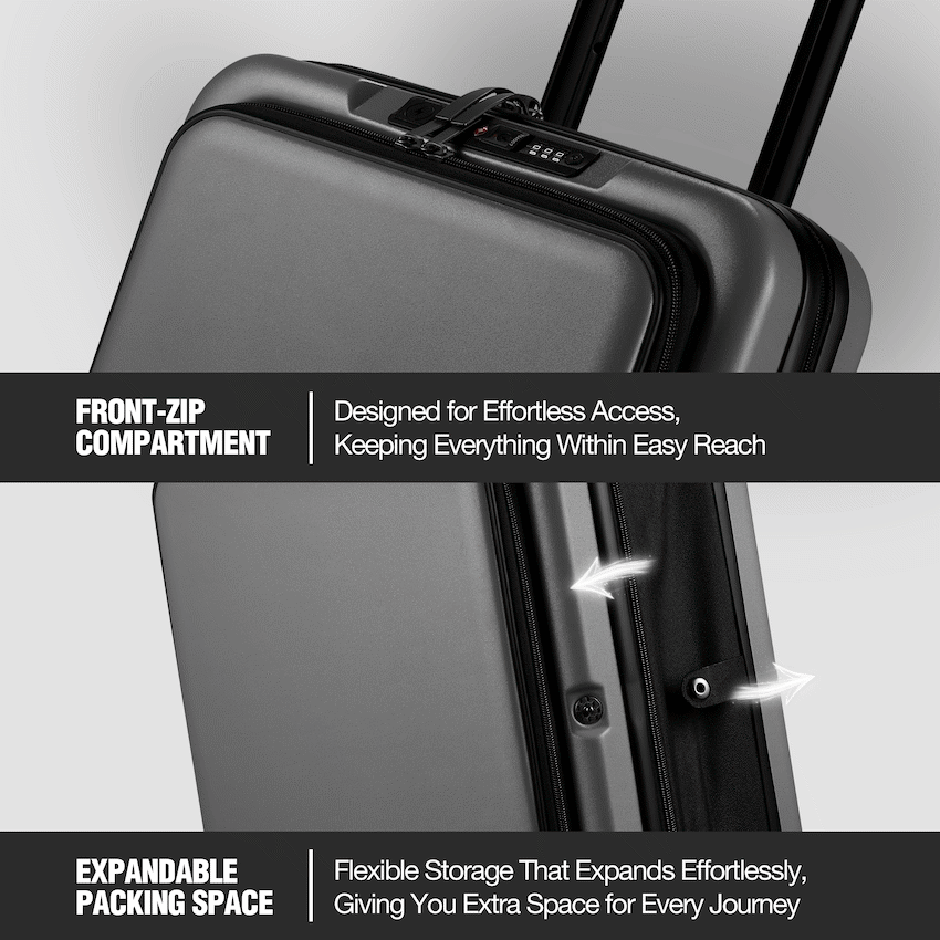 Travelwize Expandable PP 55cm Carry On Luggage - Dark Grey
