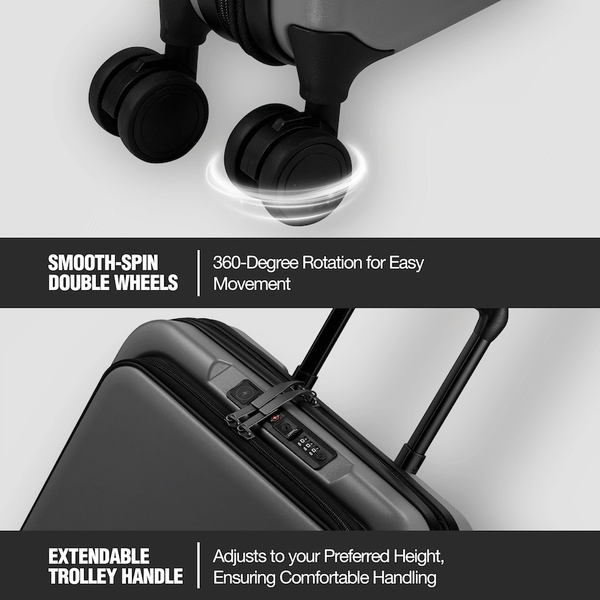 Travelwize Expandable PP 55cm Carry On Luggage - Dark Grey