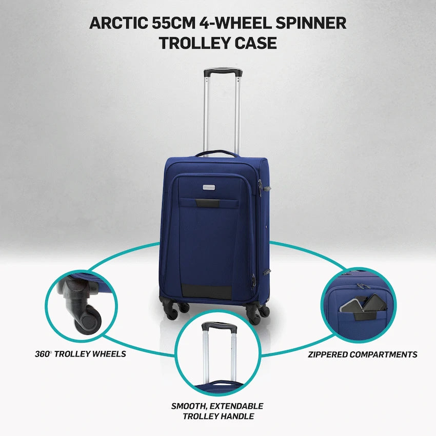 Travelwize Luggage Travelwize Arctic 55cm 4-Wheel Spinner Trolley Case - Navy
