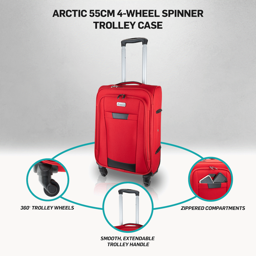 Travelwize Luggage Travelwize Arctic 55cm 4-Wheel Spinner Trolley Case - Red