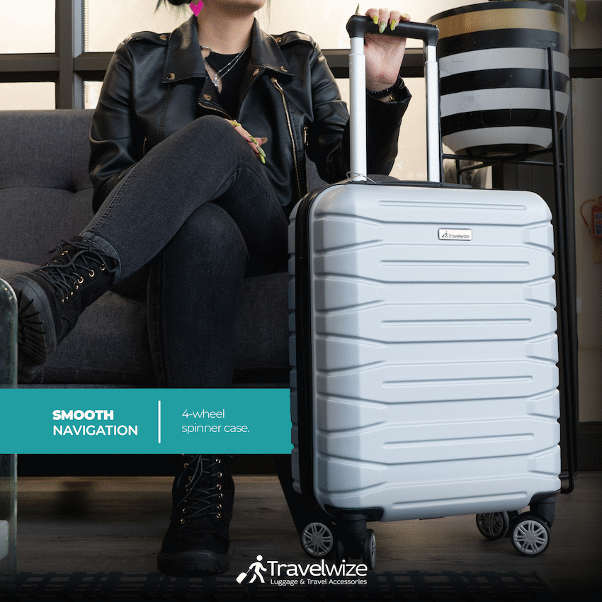 Travelwize Luggage Travelwize Cabana ABS 4-Wheel Spinner 65cm Luggage - Platinum