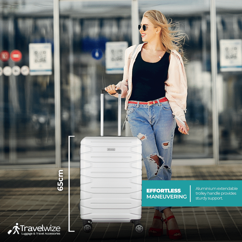 Travelwize Luggage Travelwize Cabana ABS 4-Wheel Spinner 65cm Luggage - Platinum