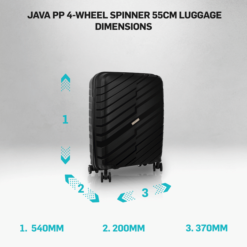 Travelwize Luggage Travelwize Java PP 4-Wheel Spinner 55cm Luggage - Black