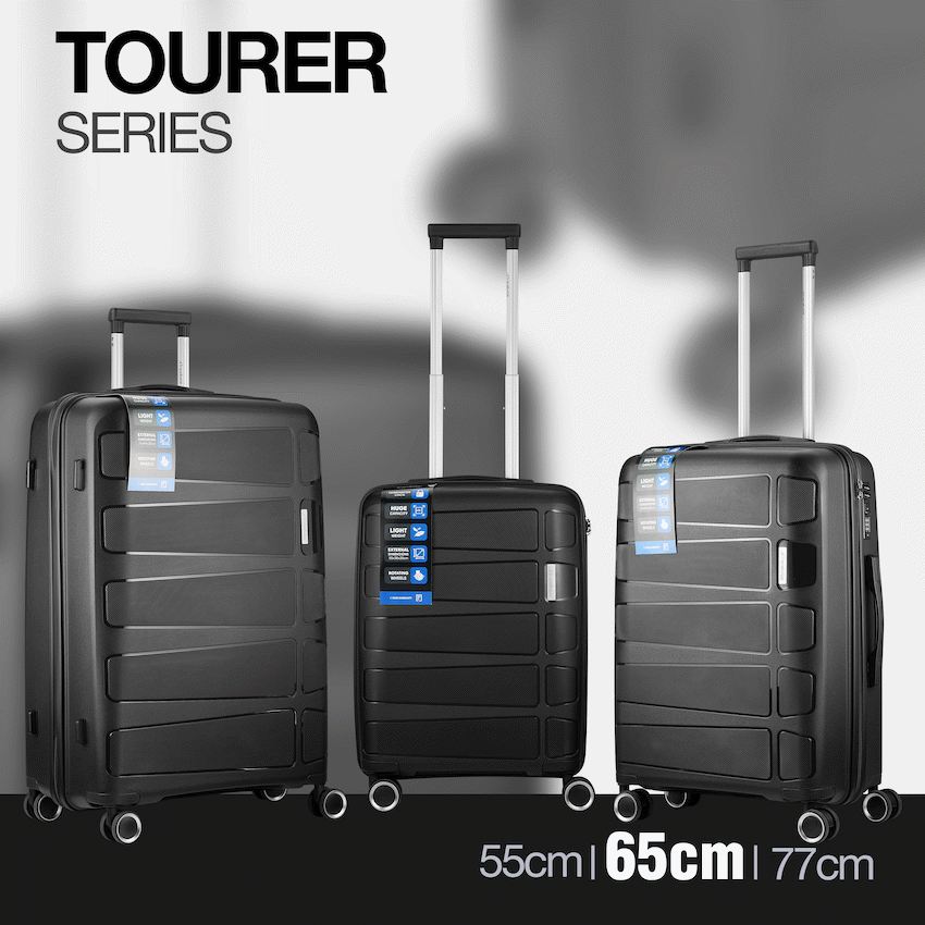 Travelwize Travelwize Tourer PP 65cm 4-wheel Spinner Luggage Black