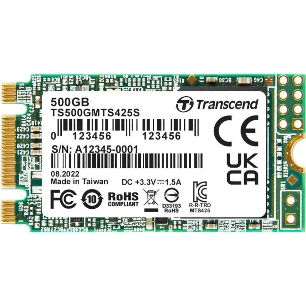 TRANSCEND 500GB MTS425S M.2 SATA 3 2242 SSD - CACHELESS TLC