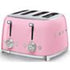 Smeg Pink Retro 4 Slice Square Toaster - TSF03PKSA