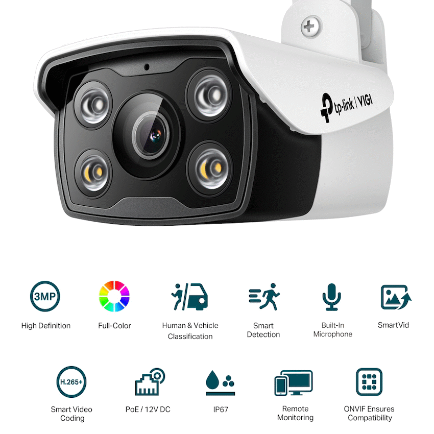 VIGI Networking TP-Link Vigi C330 3MP 2.8mm Outdoor Full-Color Bullet Network Camera