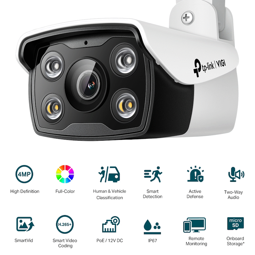 VIGI Networking TP-Link Vigi C340 4MP 6mm Outdoor Full-Color Bullet Network Camera