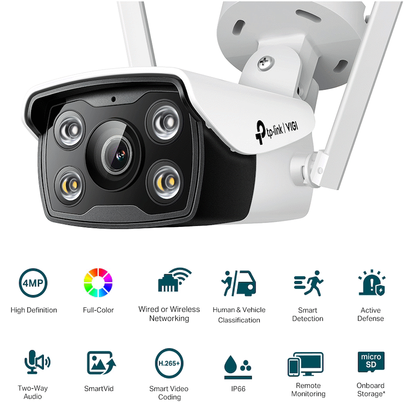 VIGI Networking TP-Link Vigi C340-W 4MP 4mm Outdoor Full-Color Wi-Fi Bullet Network Camera