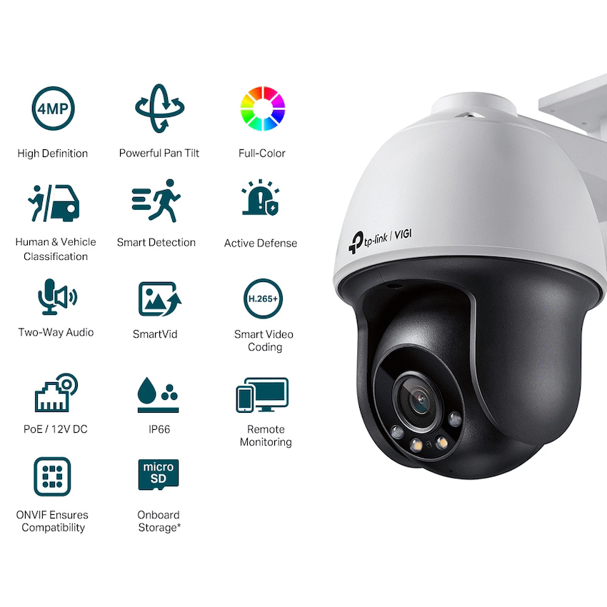 VIGI Networking TP-Link Vigi C540 4MP 4mm Outdoor Full-Color PT Network Camera