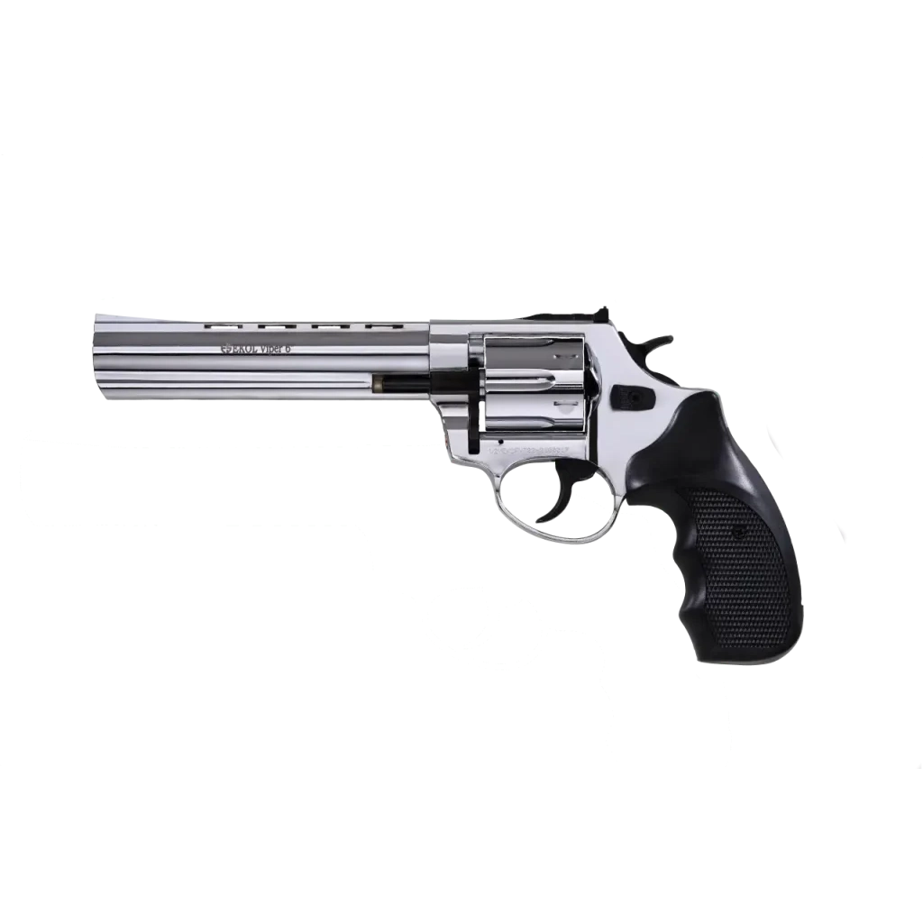 Ekol Viper 6" Shiny Chrome Blank/Pepper Gun (Revolver|6|9mm PAK)