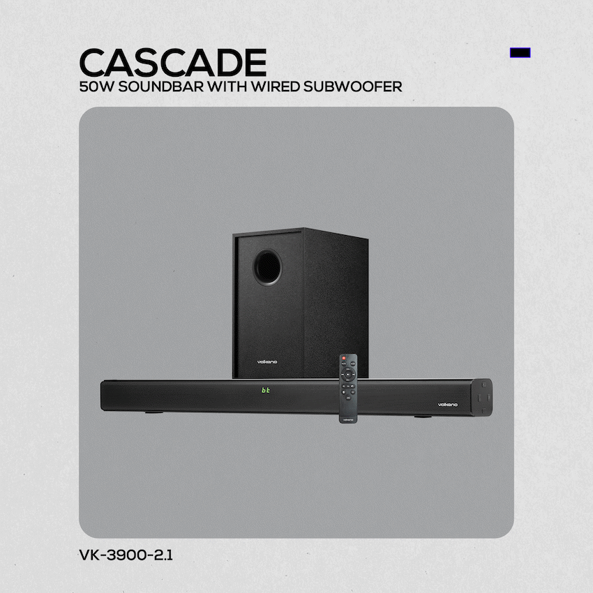 Volkano Audio Volkano Cascade 50w Soundbar + Wired Subwoofer - Black