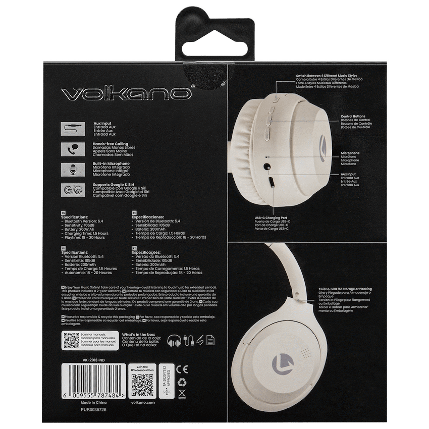 Volkano Audio Volkano Cosmic 2 Series Bluetooth Headphone - Nude