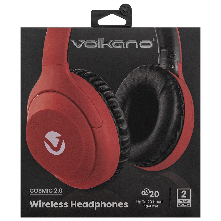 Volkano Audio Volkano Cosmic 2 Series Bluetooth Headphones - Red