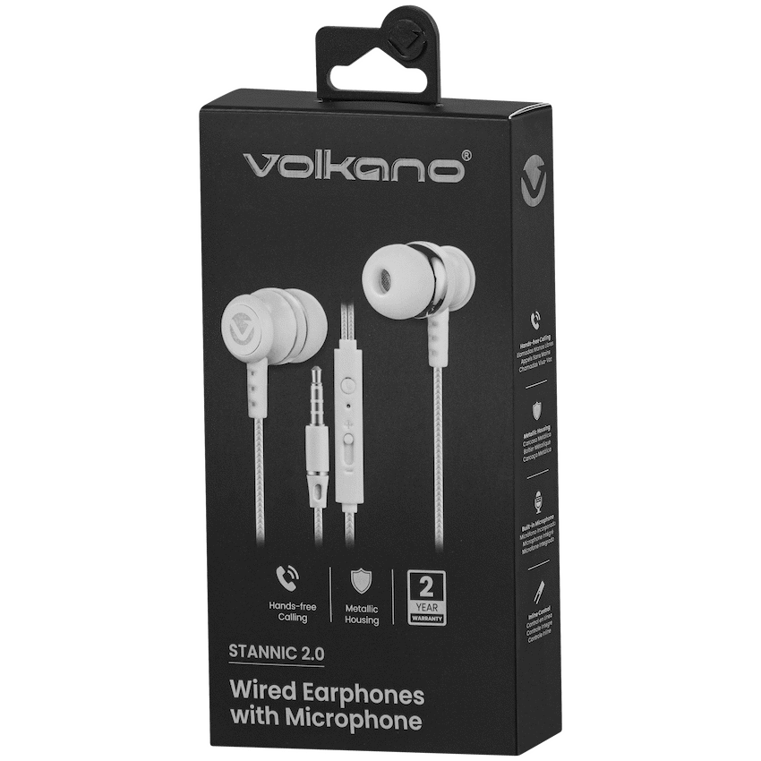 Volkano Audio Volkano Earphones with Mic - Stannic Series - White