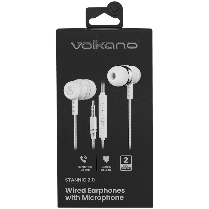 Volkano Audio Volkano Earphones with Mic - Stannic Series - White