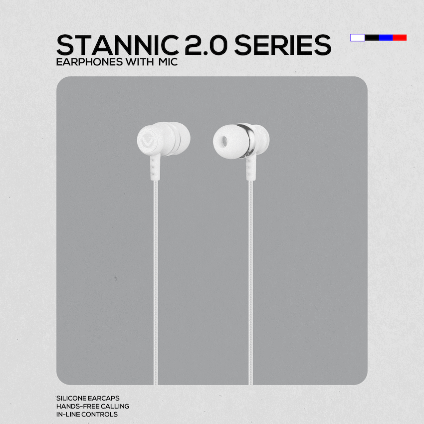 Volkano Audio Volkano Earphones with Mic - Stannic Series - White