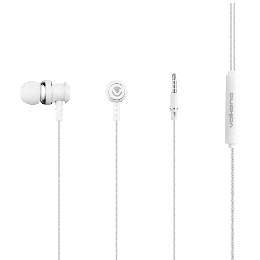 Volkano Audio Volkano Earphones with Mic - Stannic Series - White