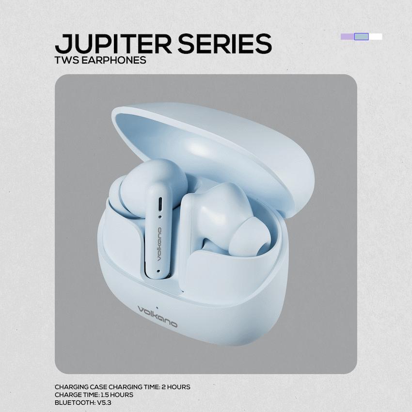 Volkano Audio Volkano Jupiter Series TWS Earphones - Pastel Blue
