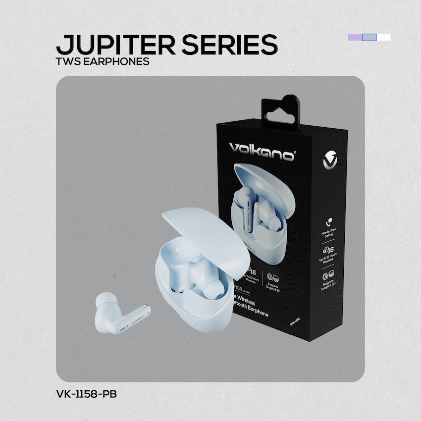 Volkano Audio Volkano Jupiter Series TWS Earphones - Pastel Blue
