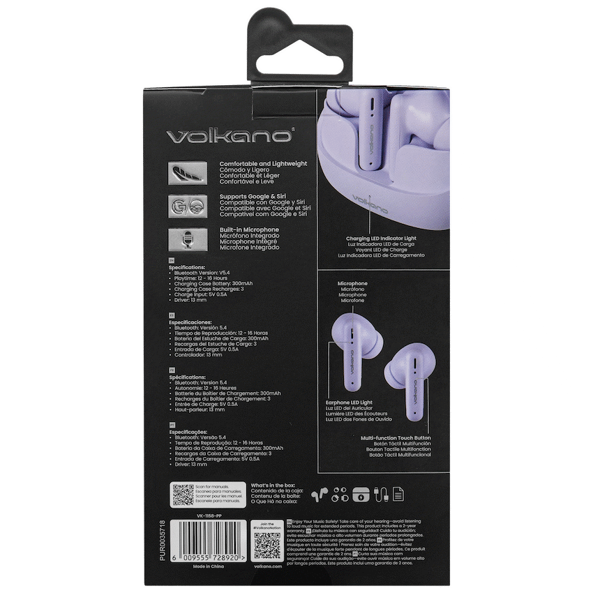 Volkano Audio Volkano Jupiter Series TWS Earphones - Pastel Purple