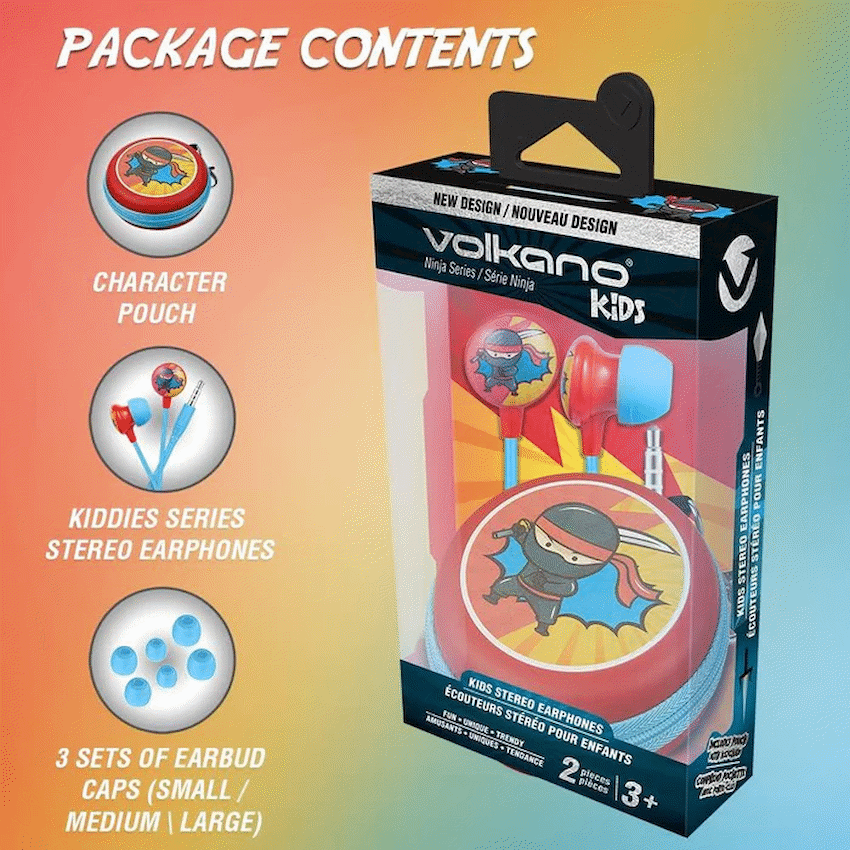 Volkano Audio Volkano Kiddies Series Earphones with Keychain - Ninja