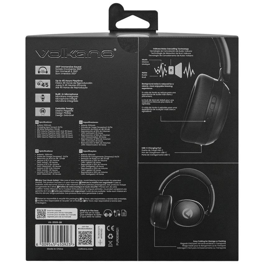 Volkano Audio Volkano Lexi Bluetooth Headphone with ANC - Black