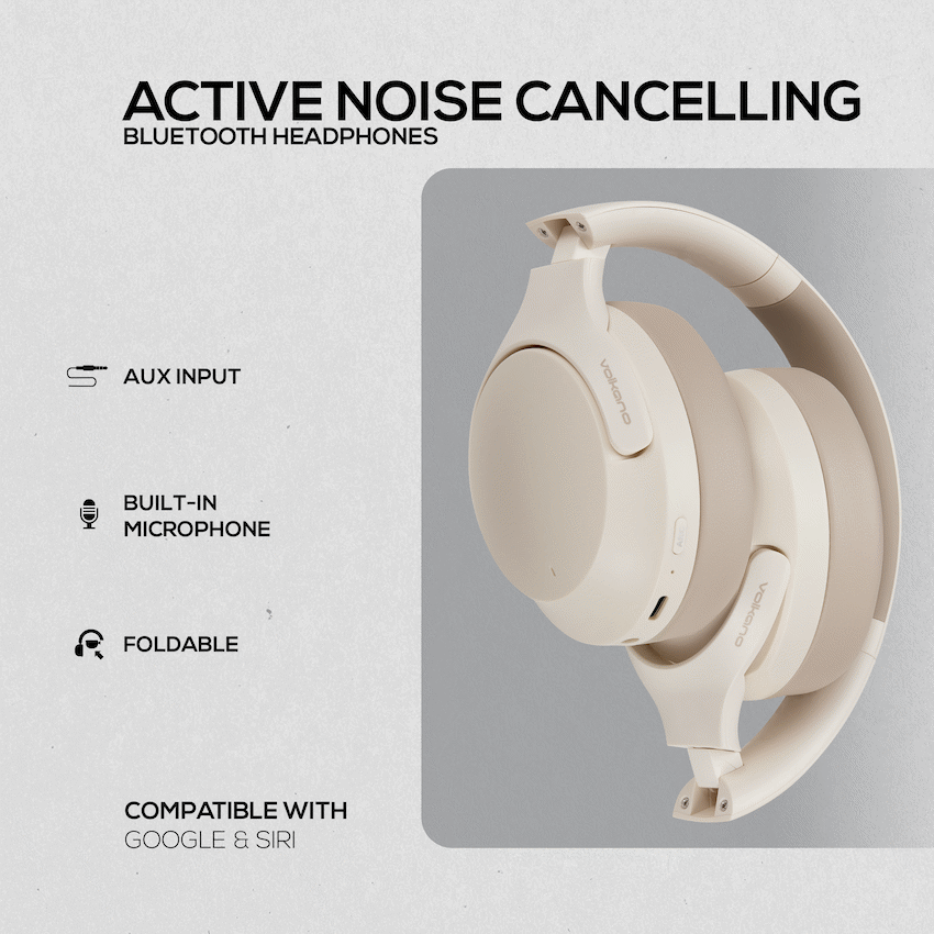 Volkano Audio Volkano Odyssey ANC Bluetooth Wireless Headphone - Nude