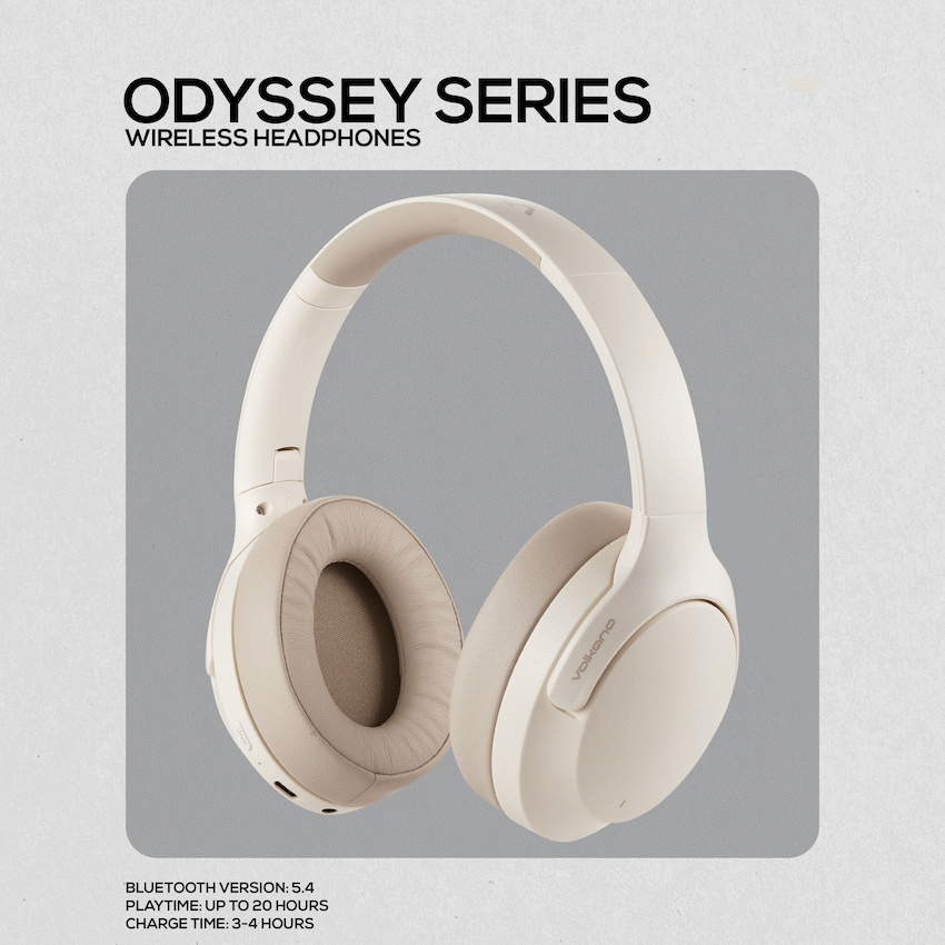 Volkano Audio Volkano Odyssey ANC Bluetooth Wireless Headphone - Nude