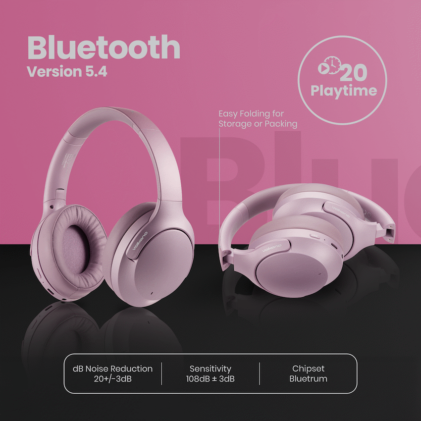 Volkano Audio Volkano Odyssey ANC Bluetooth Wireless Headphone - Rose Gold