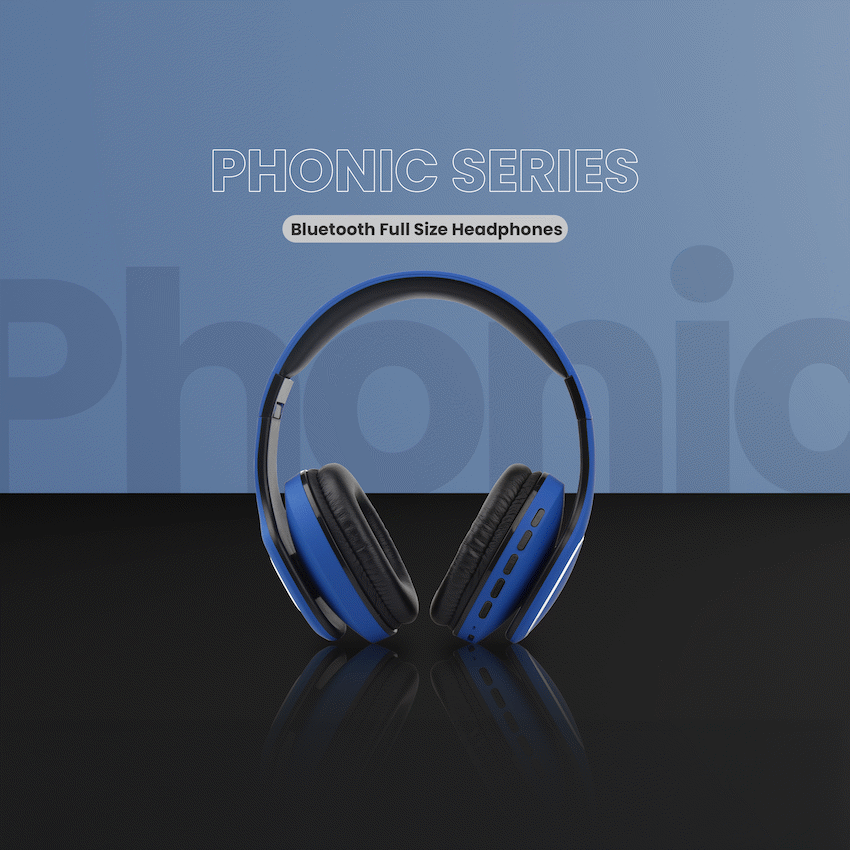 Volkano Audio Volkano Phonic Series Bluetooth Full Size Headphones - Blue