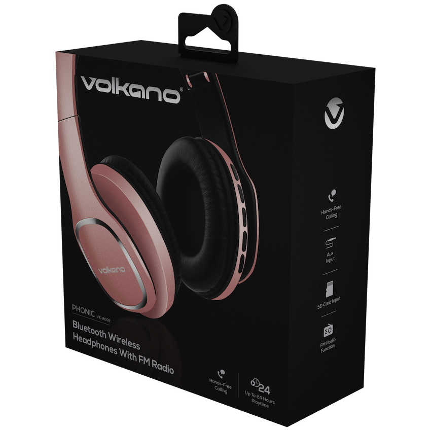 Volkano Audio Volkano Phonic Series Bluetooth Full-Size Headphones - Rose Gold