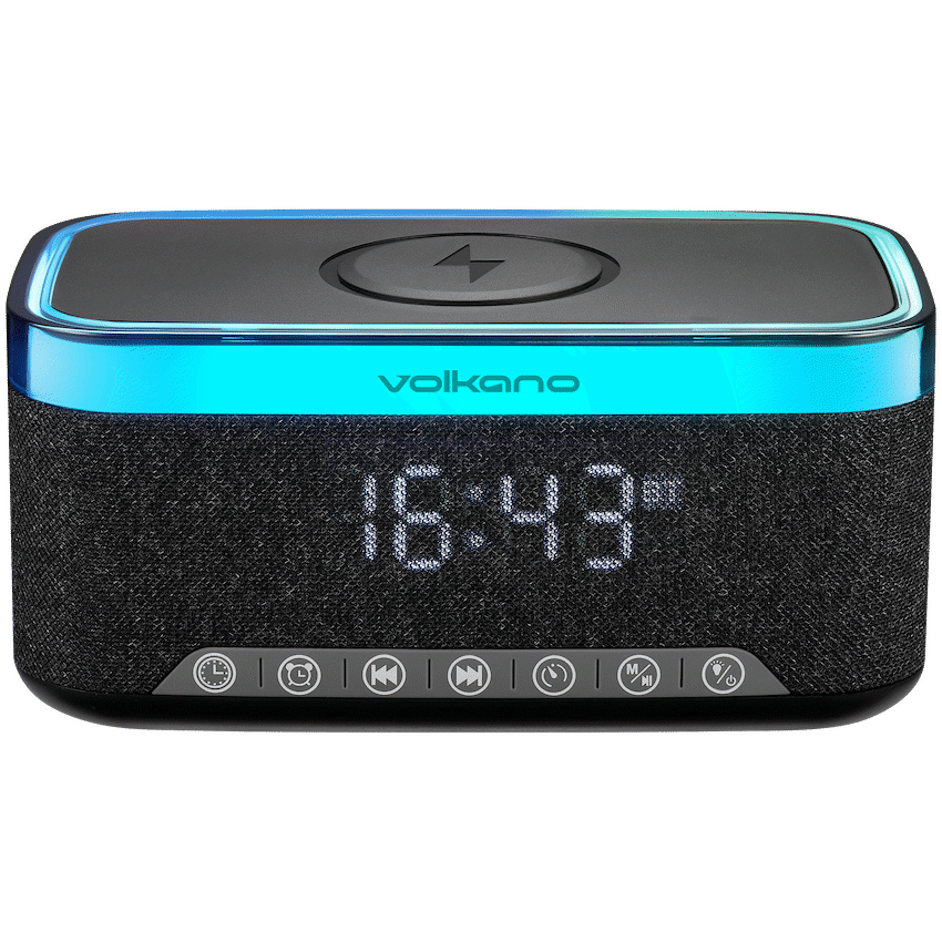 Volkano Audio Volkano Radiant 2 Alarm Clock with Wireless Charging and Speaker - Black