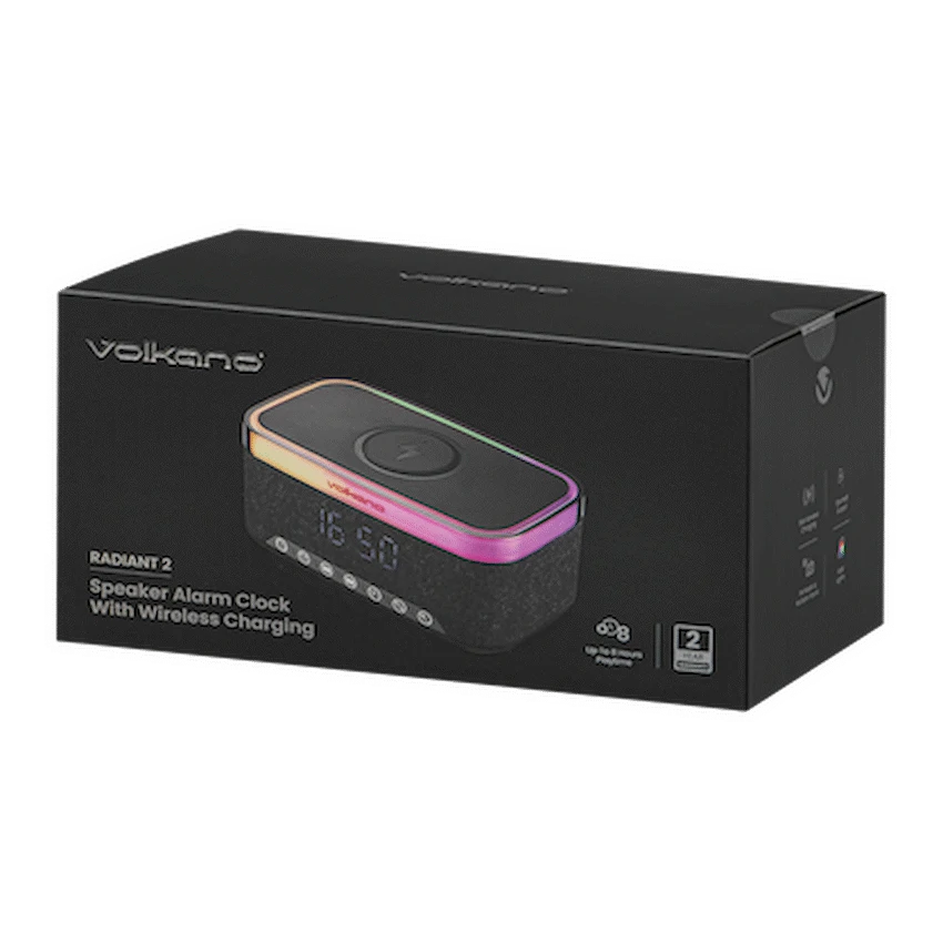Volkano Audio Volkano Radiant 2 Alarm Clock with Wireless Charging and Speaker - Black