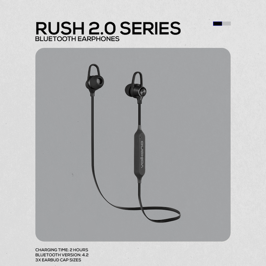 Volkano Audio Volkano Rush 2.0 Bluetooth Earphones - Black