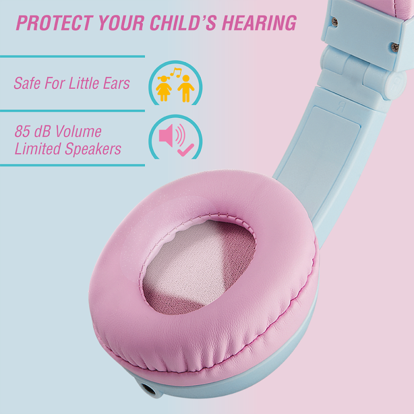 Volkano Audio Volkano Sidekick Series Wired Kiddies Headphones with Share Port - Lavender/Light Blue