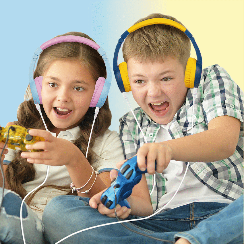 Volkano Audio Volkano Sidekick Series Wired Kiddies Headphones with Share Port - Yellow/Blue