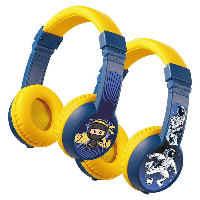 Volkano Audio Volkano Sidekick Series Wired Kiddies Headphones with Share Port - Yellow/Blue