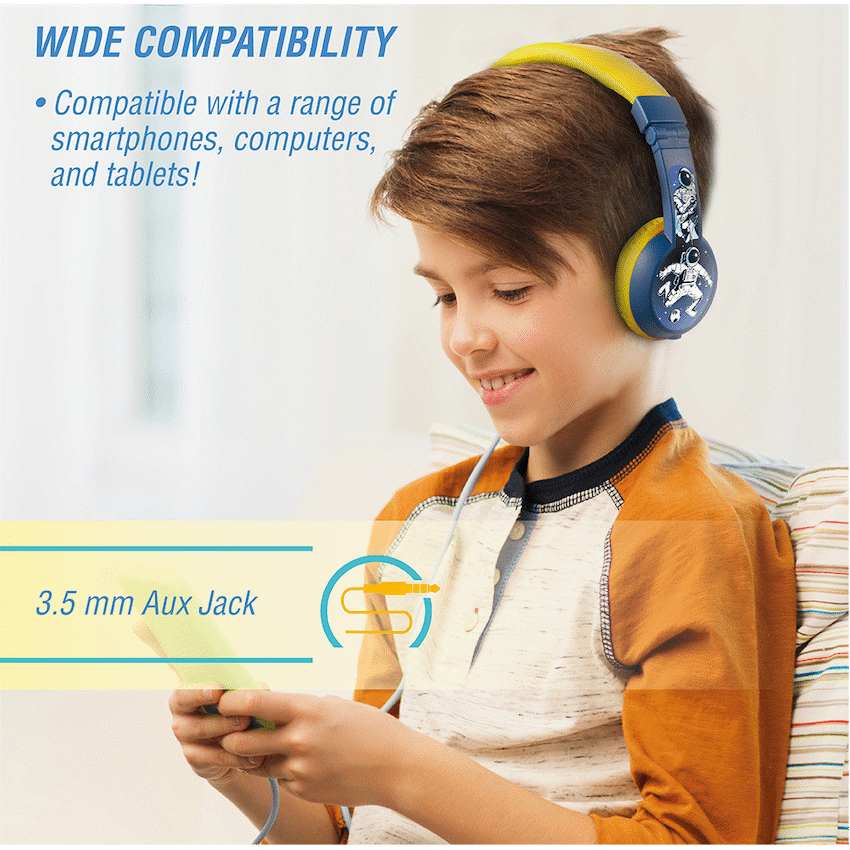 Volkano Audio Volkano Sidekick Series Wired Kiddies Headphones with Share Port - Yellow/Blue