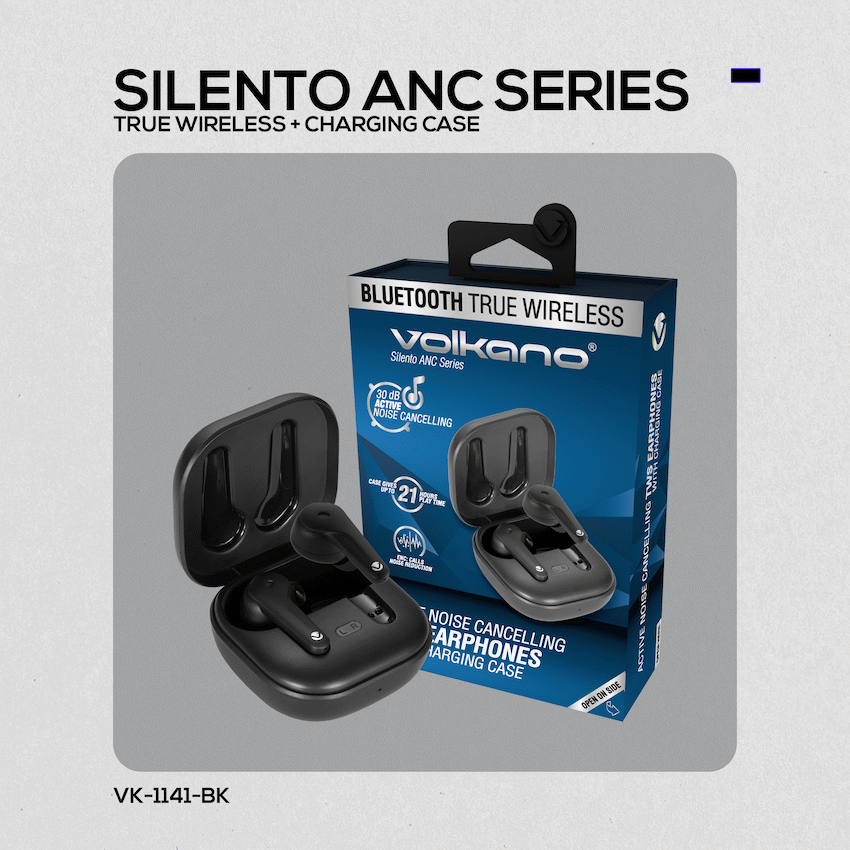 Volkano Audio Volkano Silento ANC Series True Wireless + Charging Case - Black