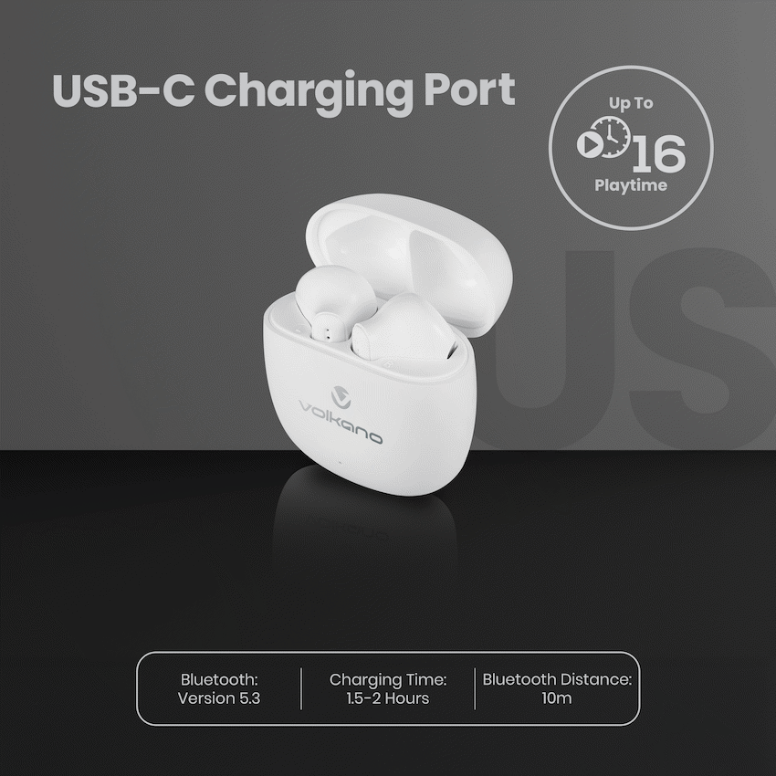 Volkano Audio Volkano Sleek Series TWS Earphones - White