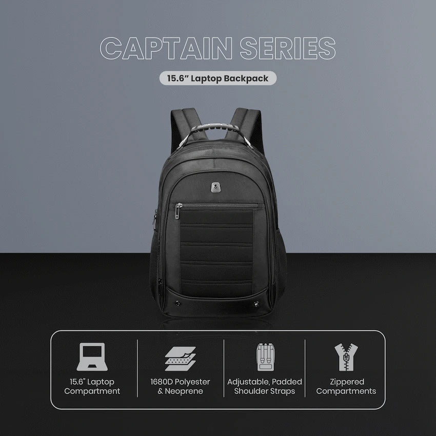 Volkano Bags Volkano Captain 15.6" Laptop Backpack - Black