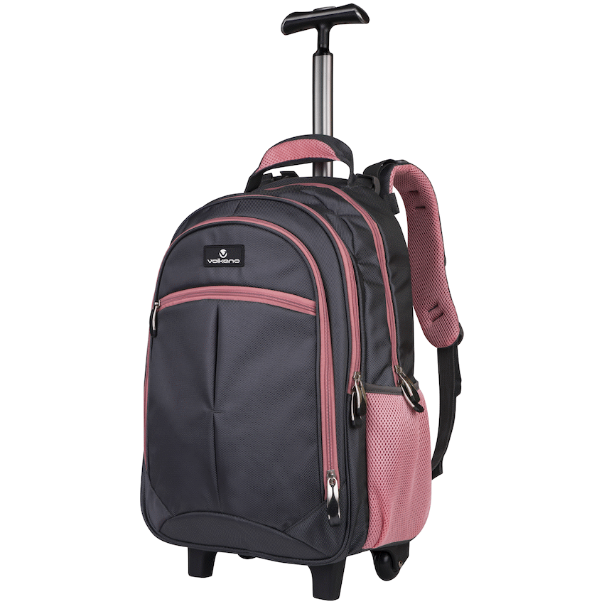 Volkano Bags Volkano Orthopaedic Trolley Backpack 35l - Dark Grey/Pink
