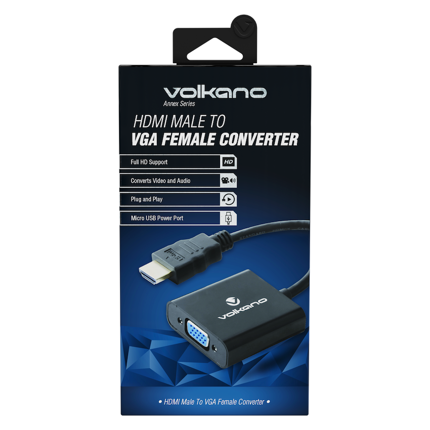 Volkano Computer Accessories Volkano Annex Series HDMI Male to VGA Female Converter, 10cm Cable, with Sound