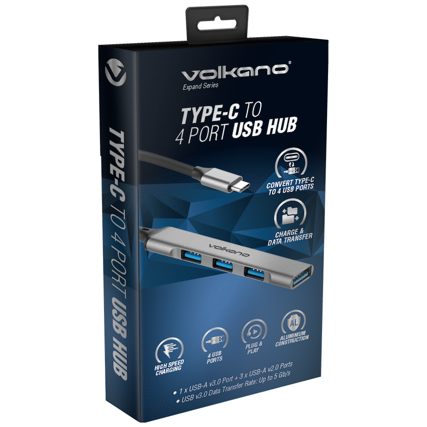 Volkano Computer Accessories Volkano Expand Series Type-C to 4-Port USB Hub