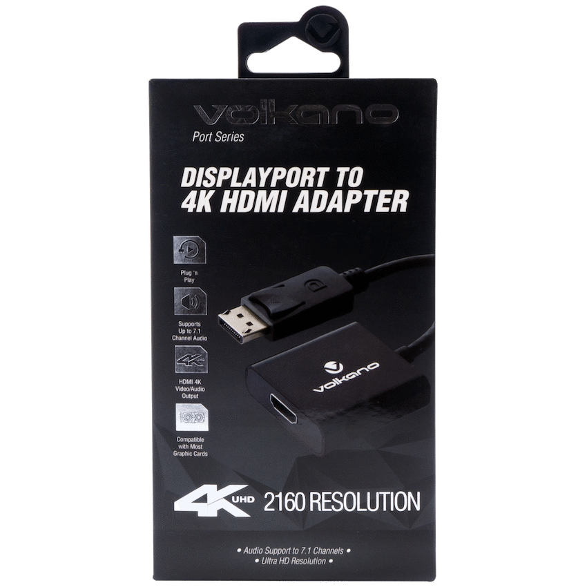 Volkano Computer Accessories Volkano Port Series DisplayPort to 4K HDMI Converter 10cm - Black