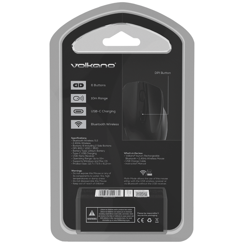 Volkano Computer Peripherals Volkano Aurum Series Bluetooth Wireless Mouse - Black